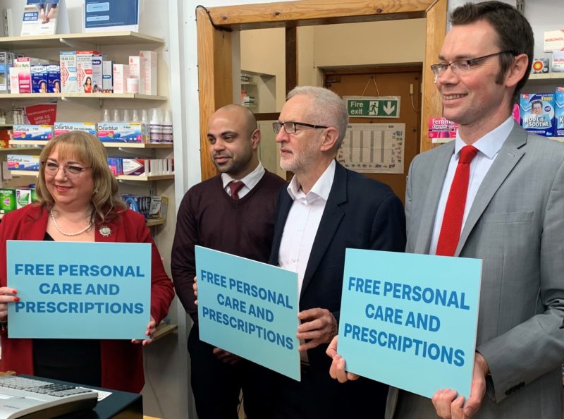 Shadow Health Minister Sharon Hodgson and Pharmacist Manpreet Athwal with Labour Leader Jeremy Corbyn and Labour